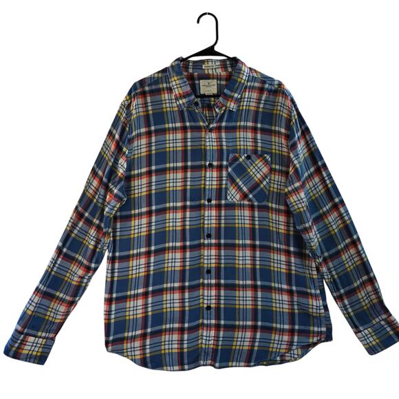American Eagle Seriously Soft Classic Fit Men's Flannel Red/Blue/Yellow Size XL - Picture 1 of 6